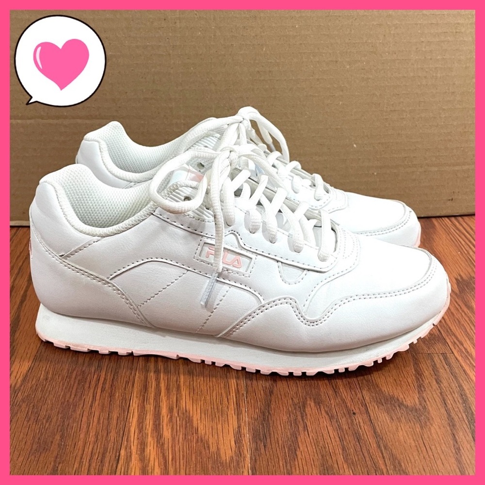 Fila white light pink sneakers 7 1/2 7.5